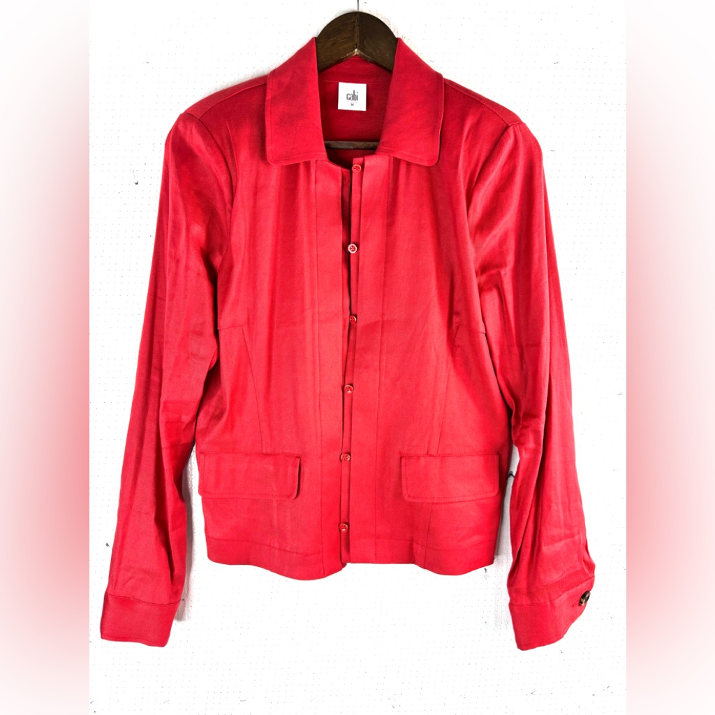 Cabi M Workwear Smart Linen Blend Women's Vibrant Red Blazer